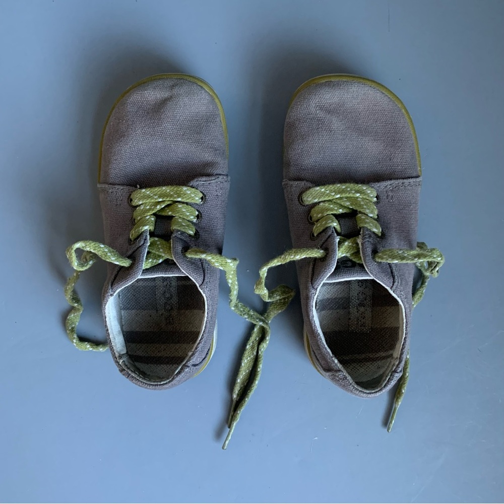 Stylish Gray Kids Shoes with Green Laces